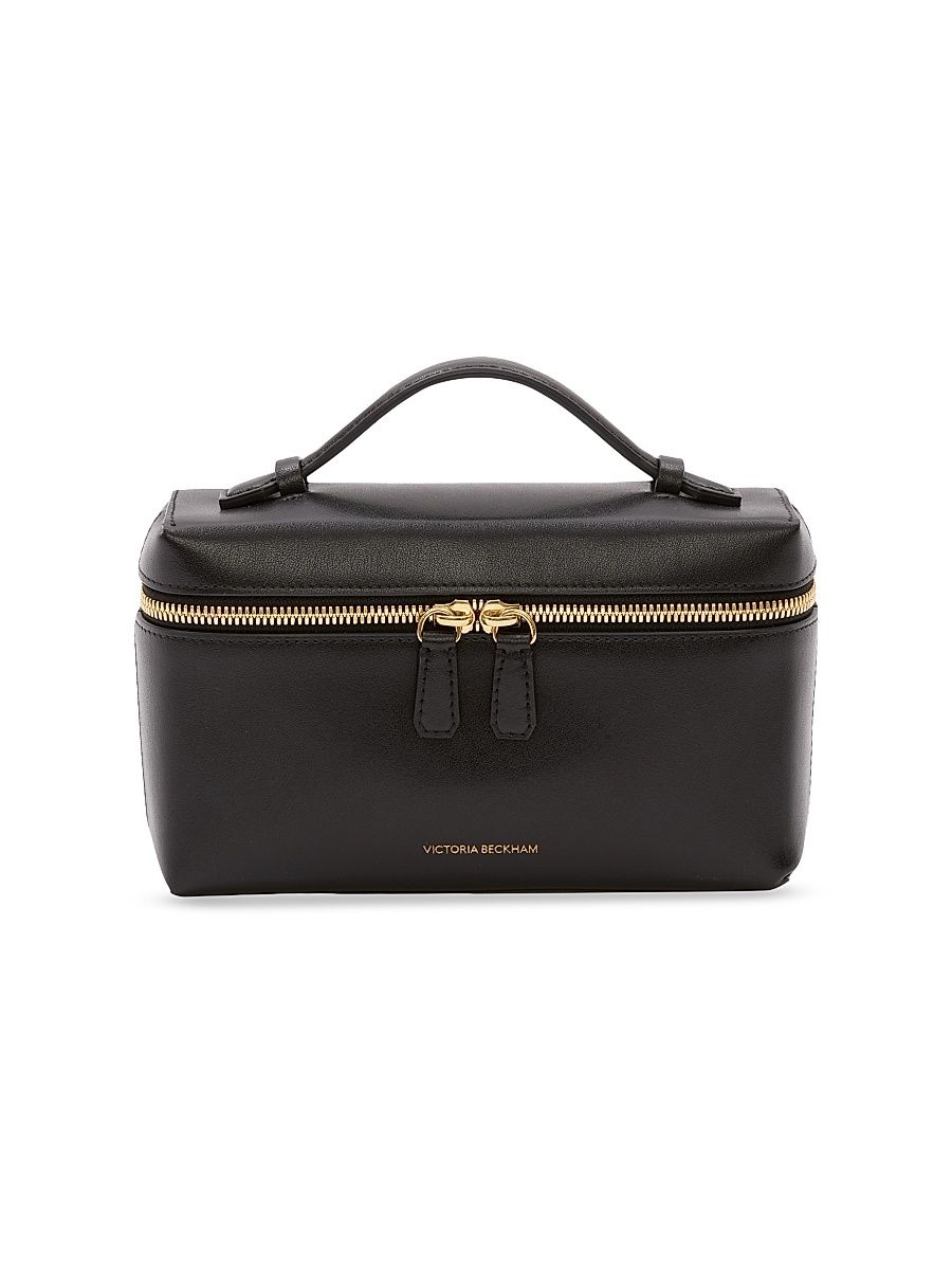 Women's Logo Leather Vanity Bag - Black