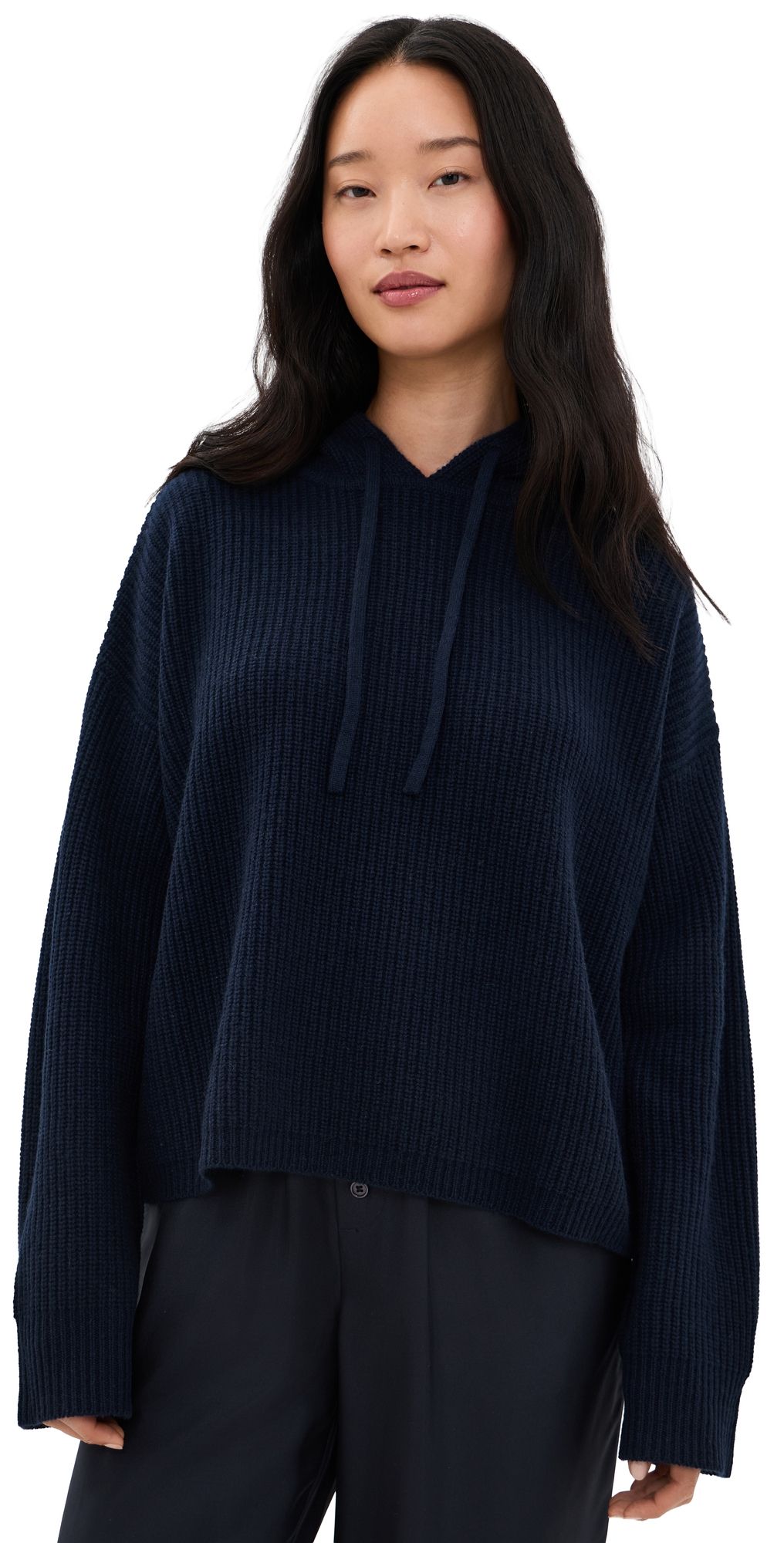 Jenni Kayne Cashmere Fisherman Hoodie Dark Navy XS