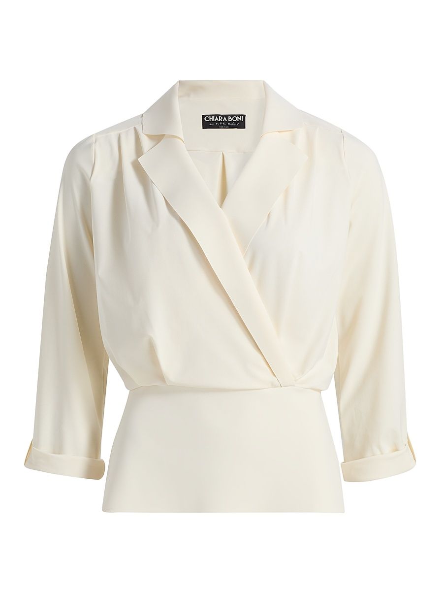 Women's Namina Stretch-Jersey Surplice Shirt - Cream - Size 8