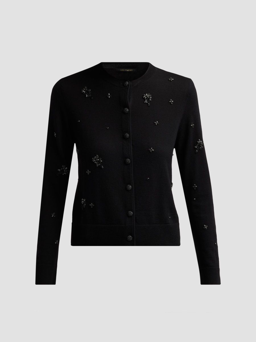Kobi Halperin Women's Esme Embellished Merino Wool Cardigan - Black - Size XL