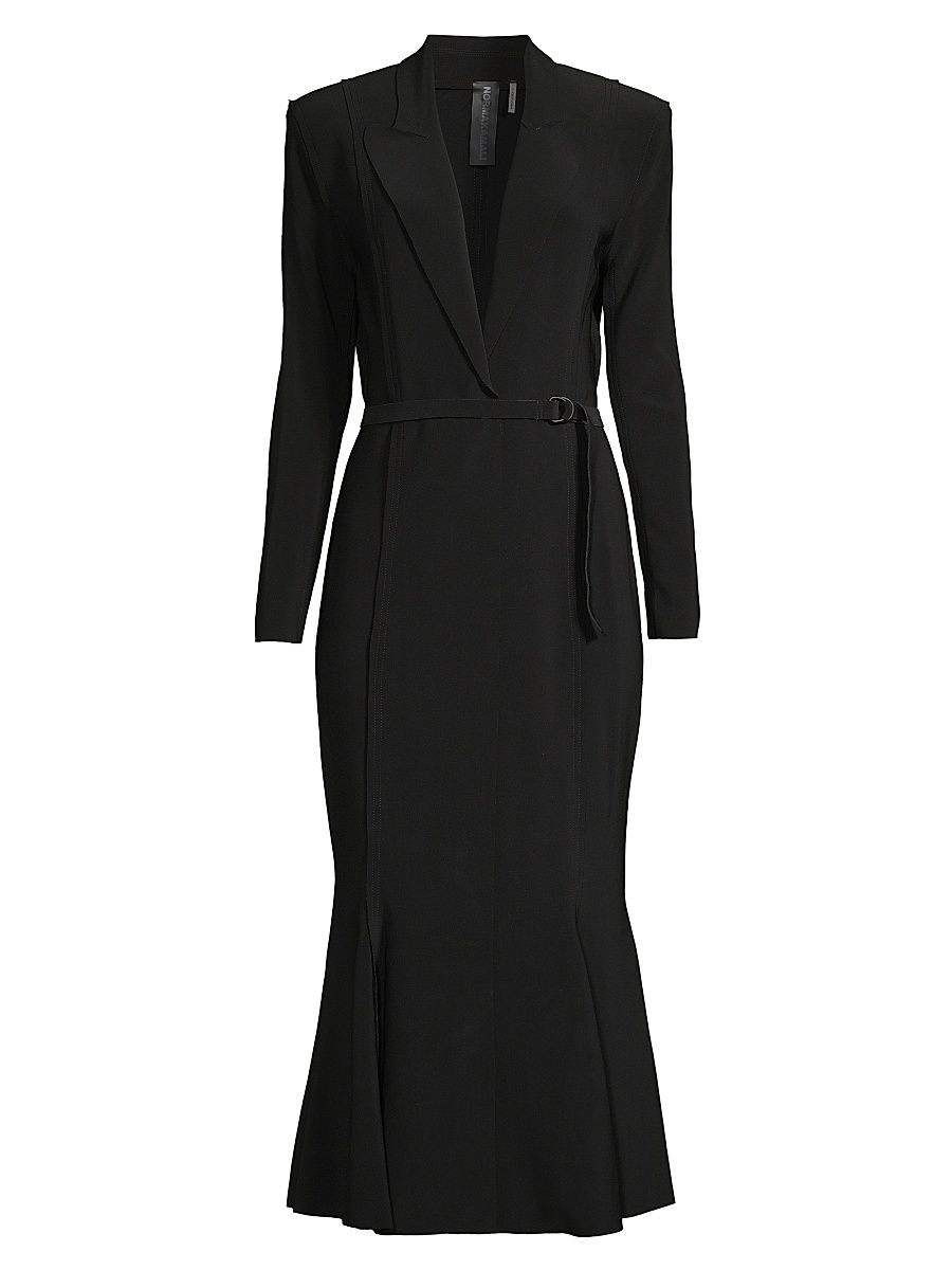 Women's Belted Blazer Midi-Dress - Black - Size Small
