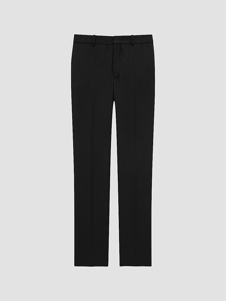Saint Laurent Men's Pants in Wool Gabardine - Black - Size 28