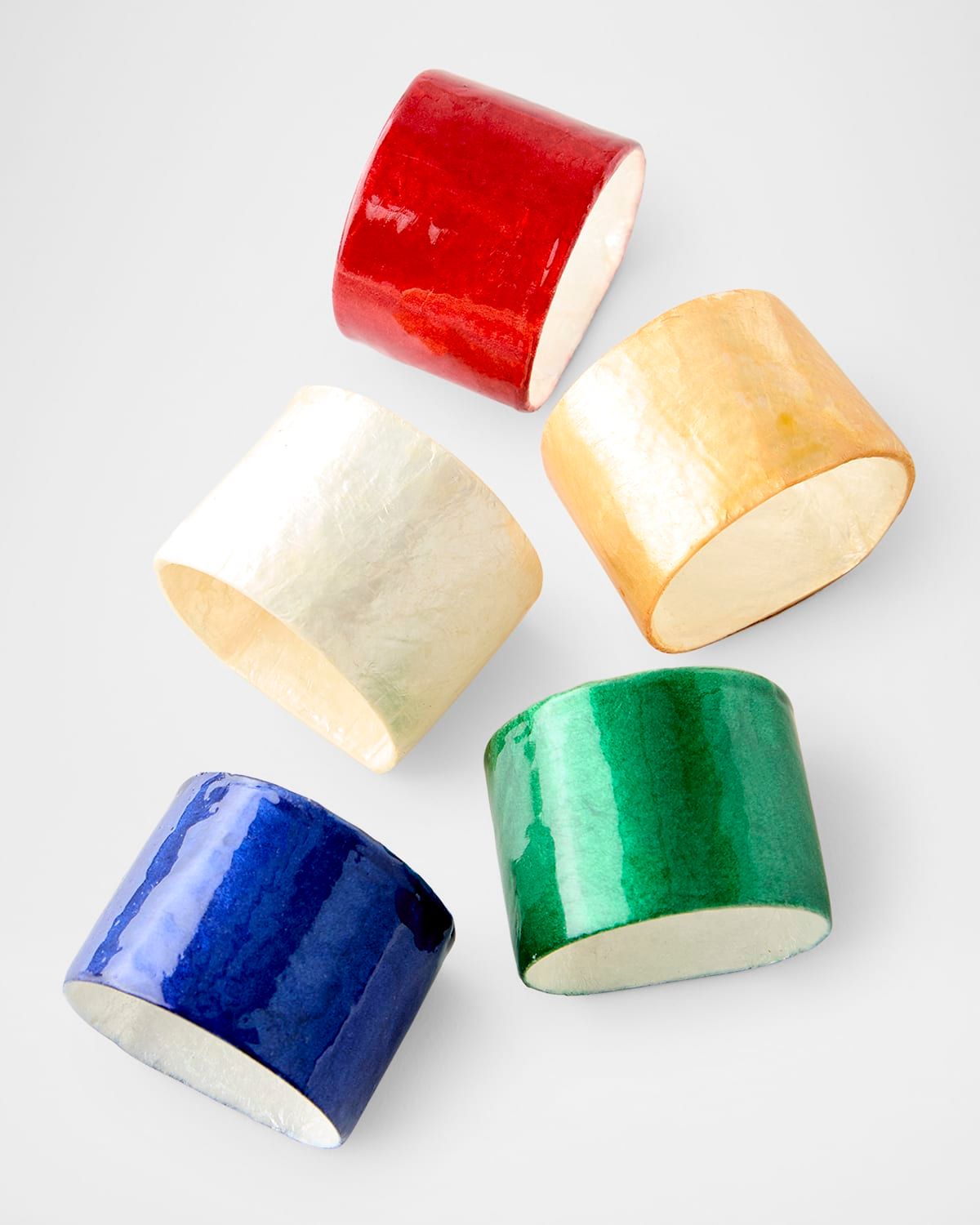 Four 1.5"Dia. Capiz Shell Napkin Rings