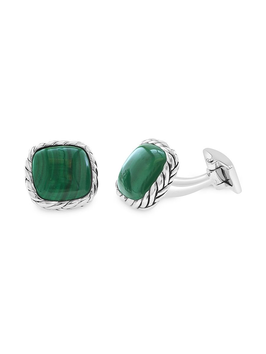 Men's Sterling Silver & Malachite Cufflinks - Sterling Silver