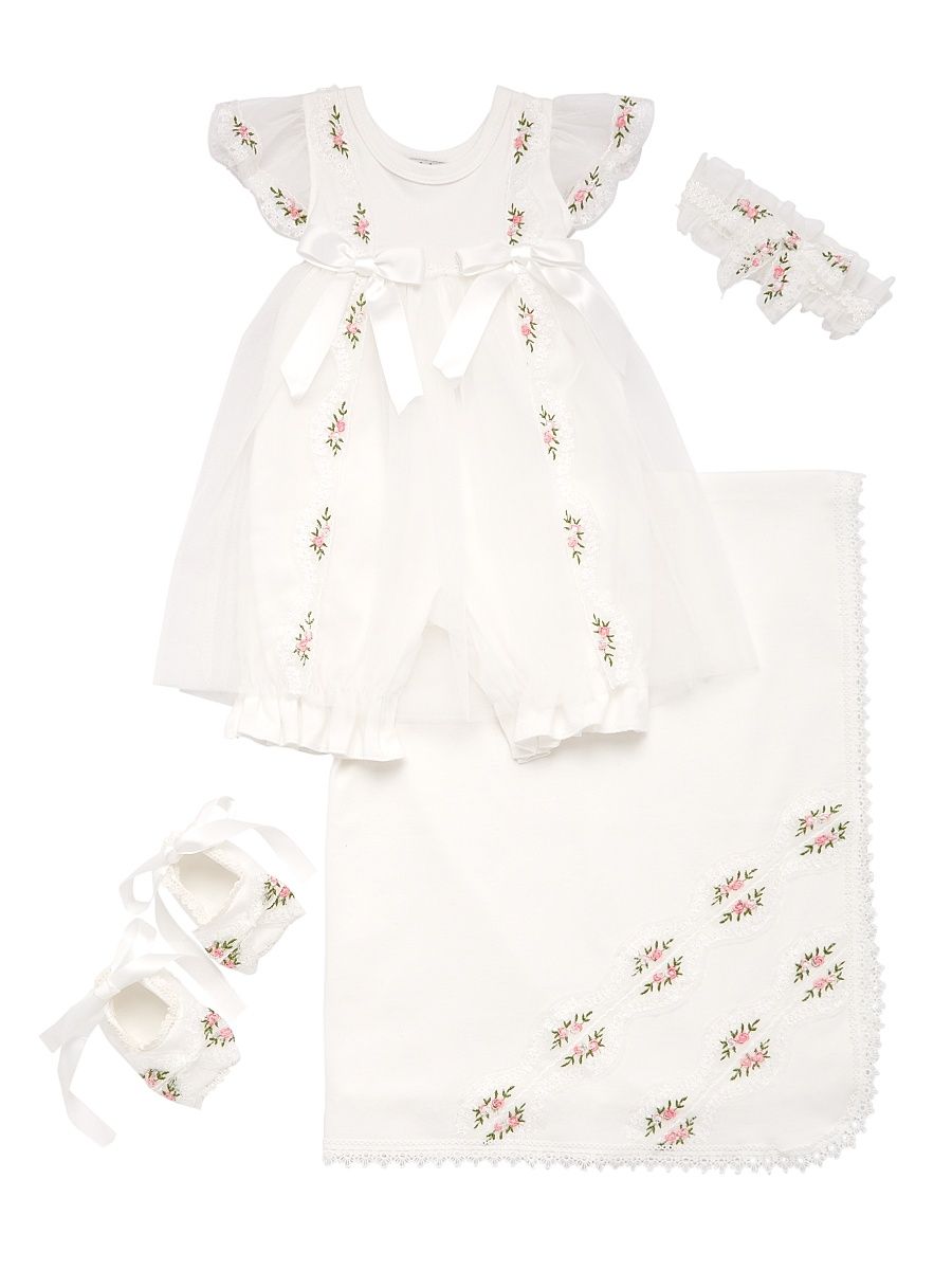 Baby Girl's 4-Piece Tulle Dress, Headband, Booties & Blanket Set - Ivory Multi - Size Newborn
