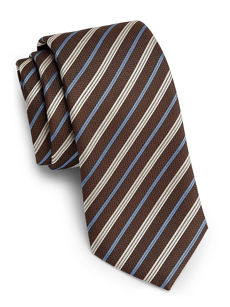 Men's Striped Silk Tie - Brown