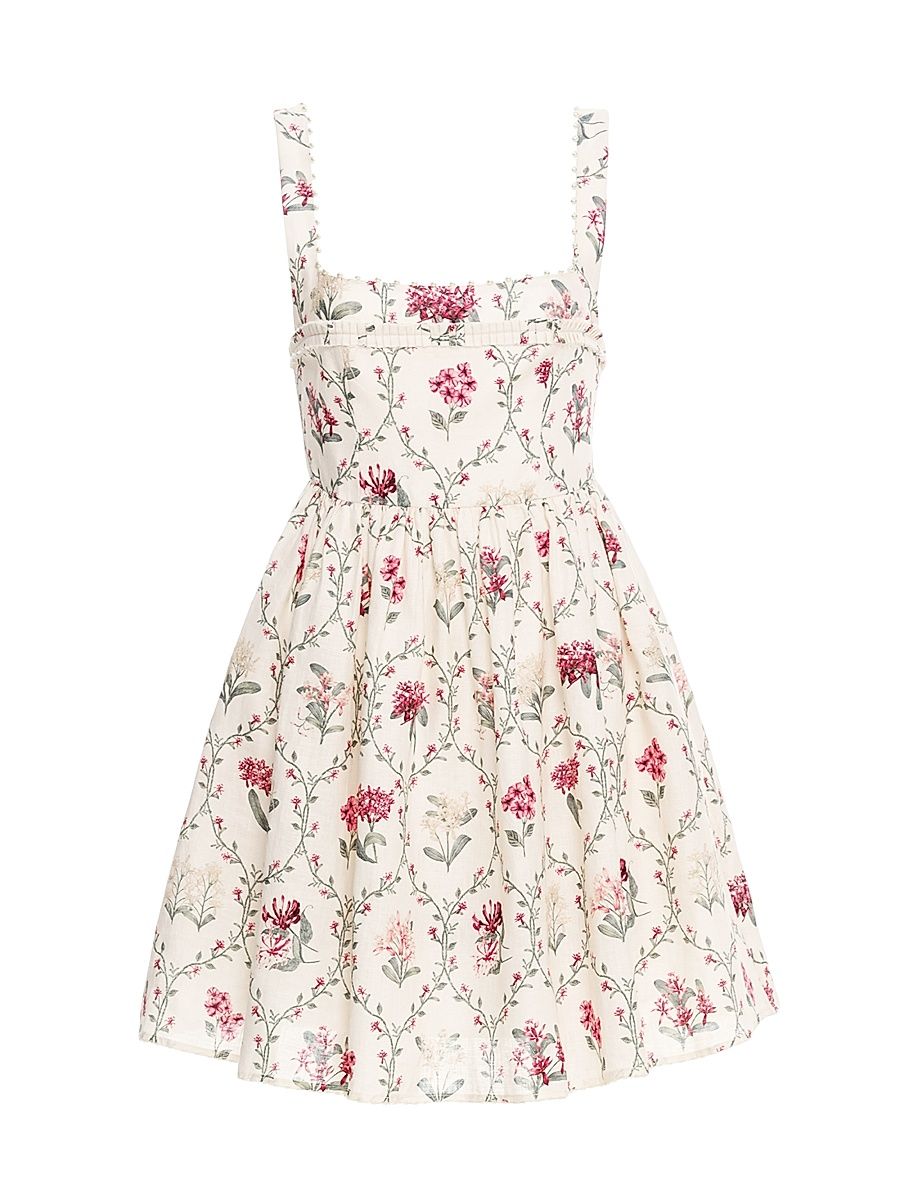 Women's Barbara Orquidea Embellished Linen Minidress - Size Large