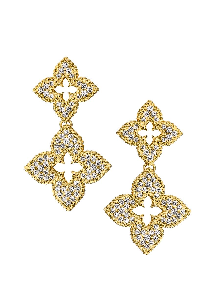 Women's Petite Venetian Princess 18K Yellow Gold & 1.00 TCW Diamond Double Drop Earrings - Yellow Gold
