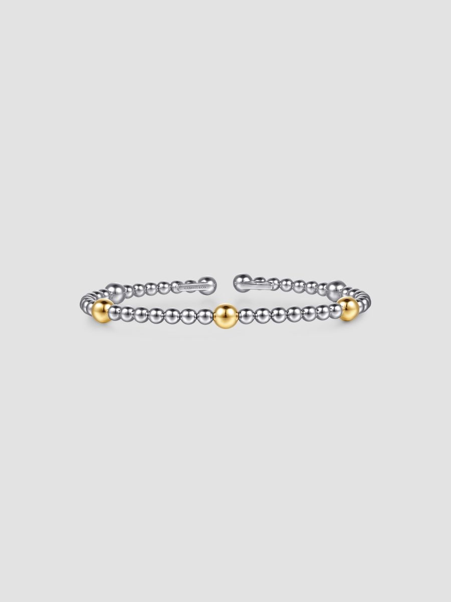 Gabriel & Co Women's Bujukan 14K Yellow Gold & Sterling Silver Beaded Bangle Bracelet - Two Tone - Size 5.75