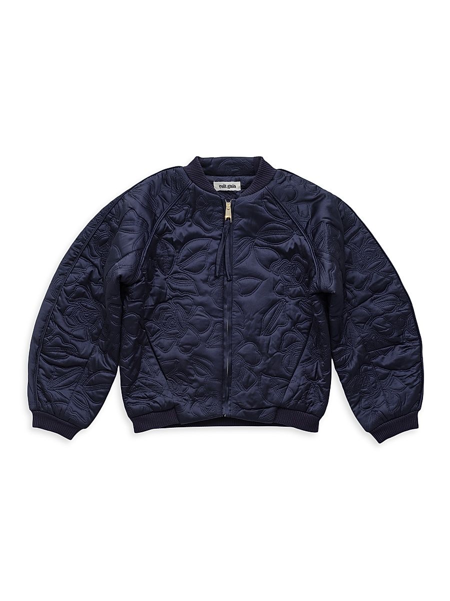 Little Girl's & Girl's Lilith Embroidered Bomber Jacket - Deep Lake - Size 10