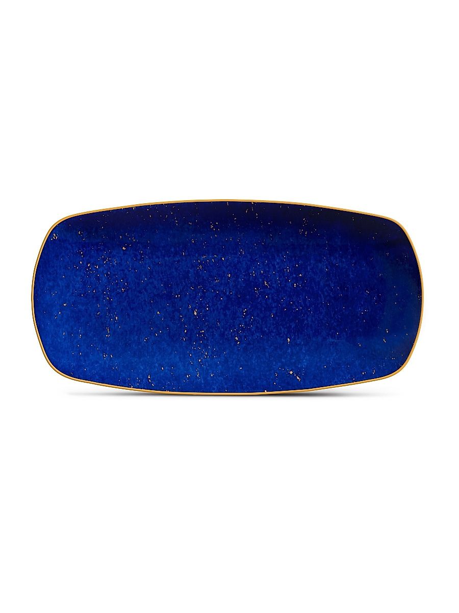 Lapis-Look Limoges Porcelain & 24K Gold Tray/Medium