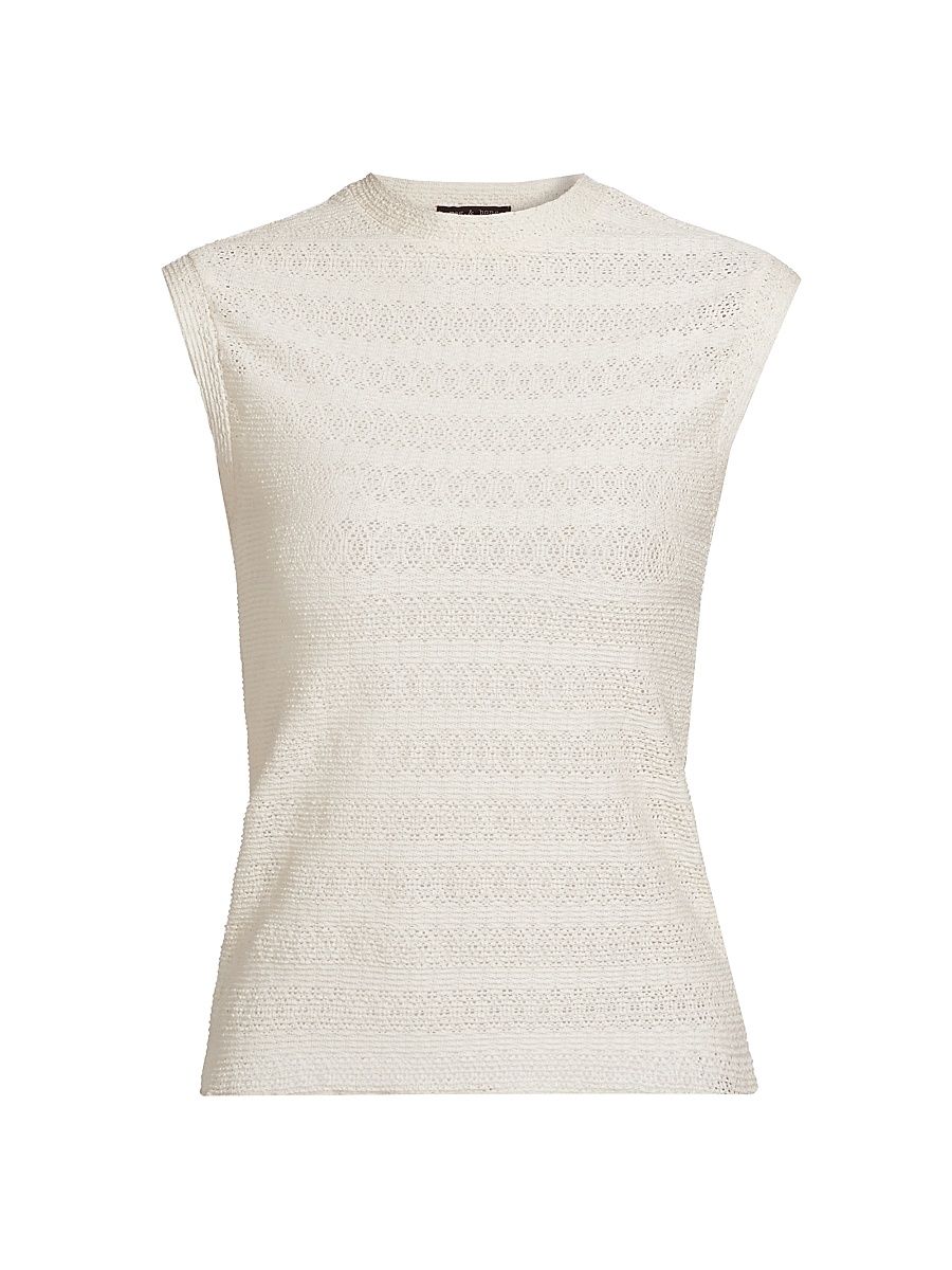 Women's Julia Pointelle Muscle Top - Ivory - Size Large