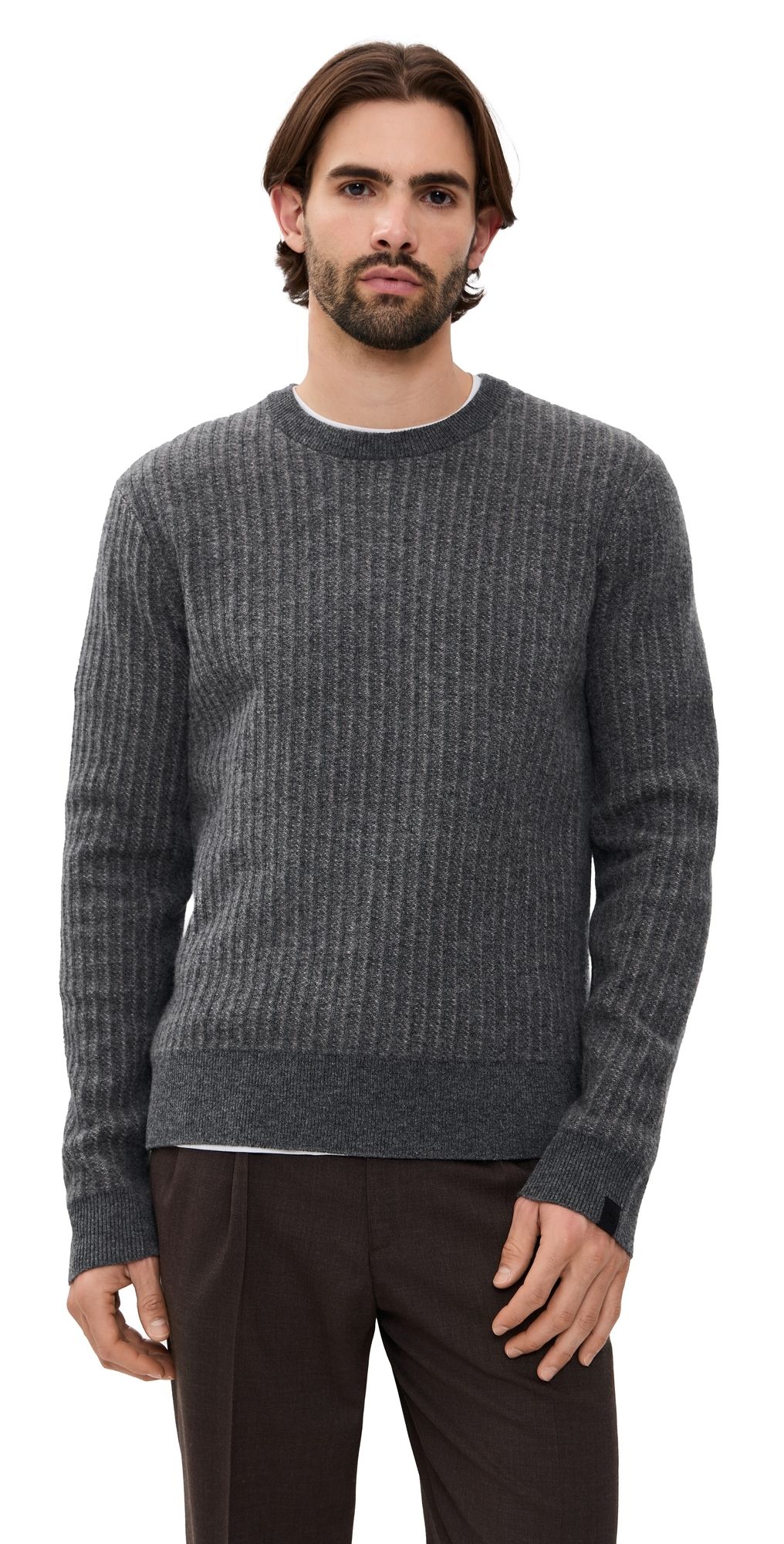 rag & bone Chevron Wool Knit Crew Grymt XXL