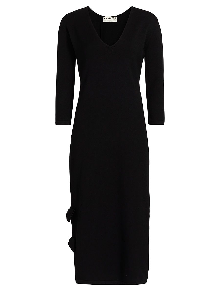 Women's Dillak Pepper V-Neck Knit Dress - Nero - Size XL