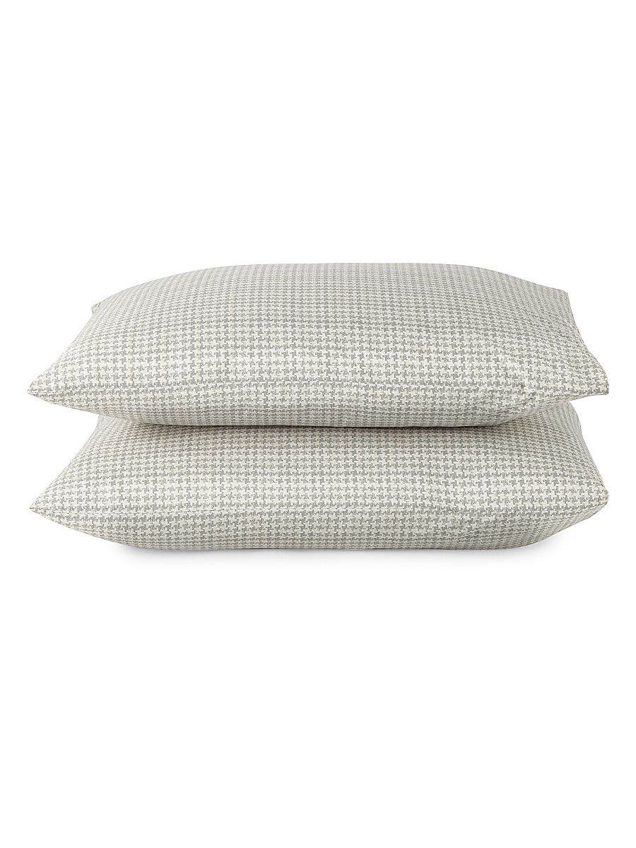 Houndstooth 2-Piece Sleeping Sham Set - Greige - Size King