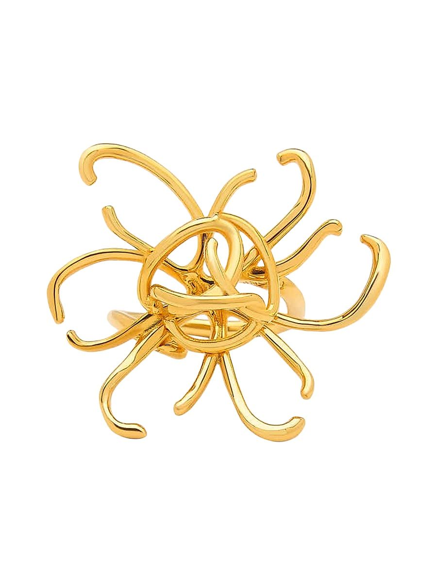 Women's O Wire Flower 24K-Gold-Plated Brass Ring - Gold - Size 7