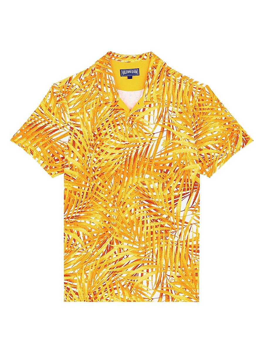 Men's Palm Leaves Stretch Polo Shirt - Mangue - Size XXL