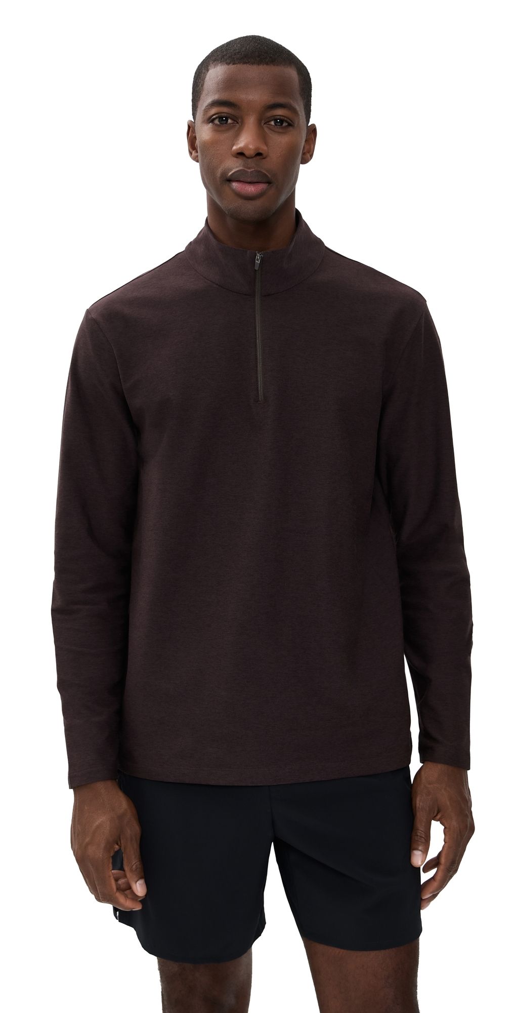 Beyond Yoga Spacedye Terrain Quarter Zip Pullover Dark Chocolate Heather M