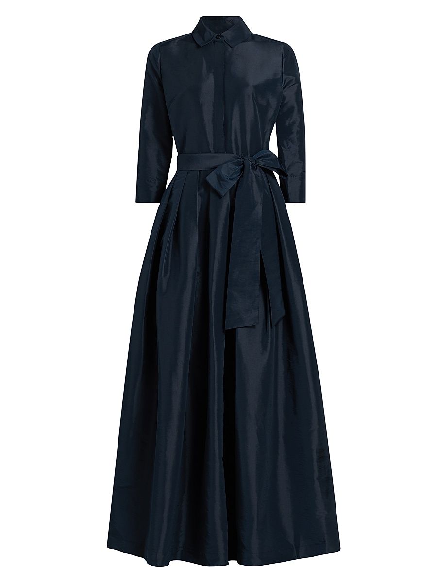 Women's Julip Tie-Waist Shirtdress-Style Gown - Midnight - Size 0