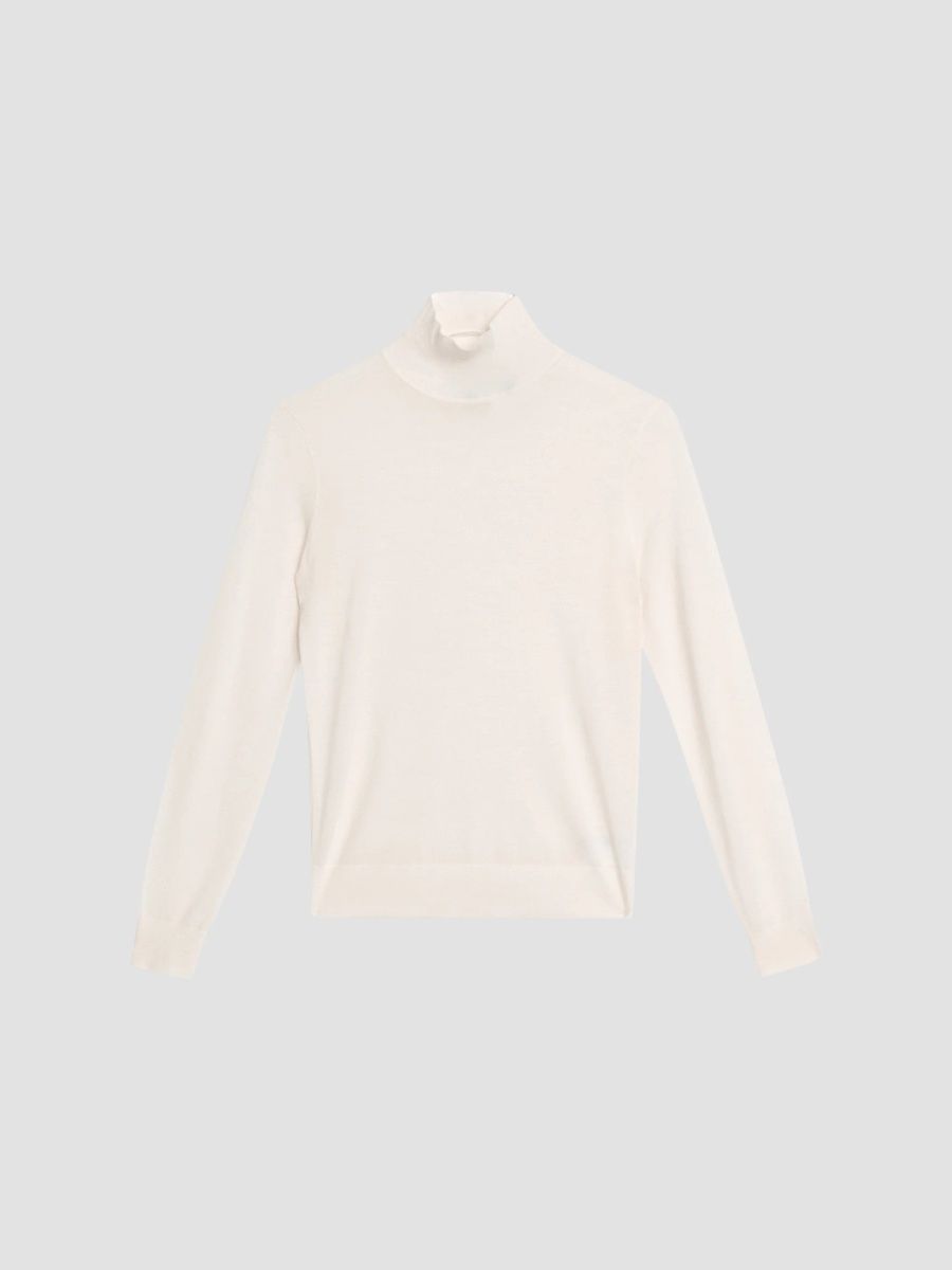 Theory Women's Mockneck Merino Wool Sweater - New Ivory - Size XL