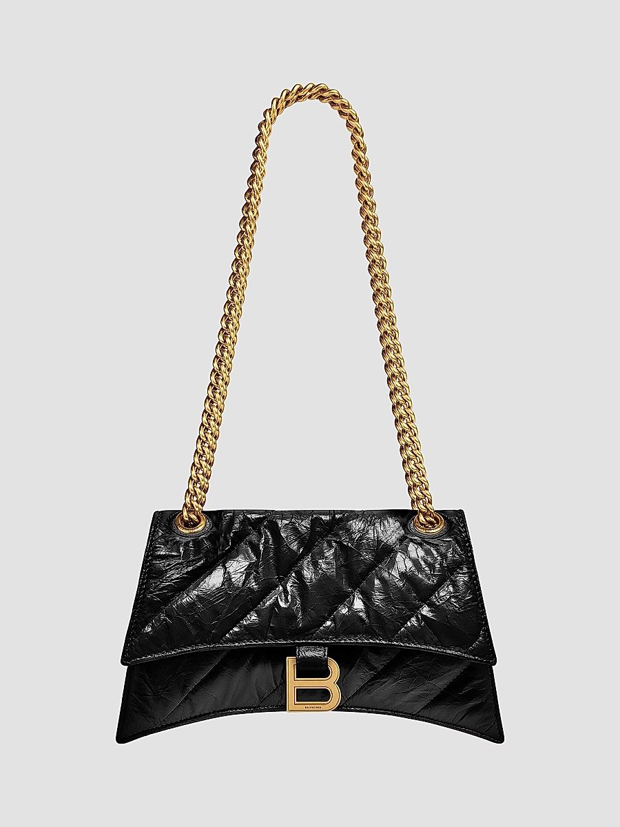 Balenciaga Women's Crush Small Chain Bag Quilted - Black
