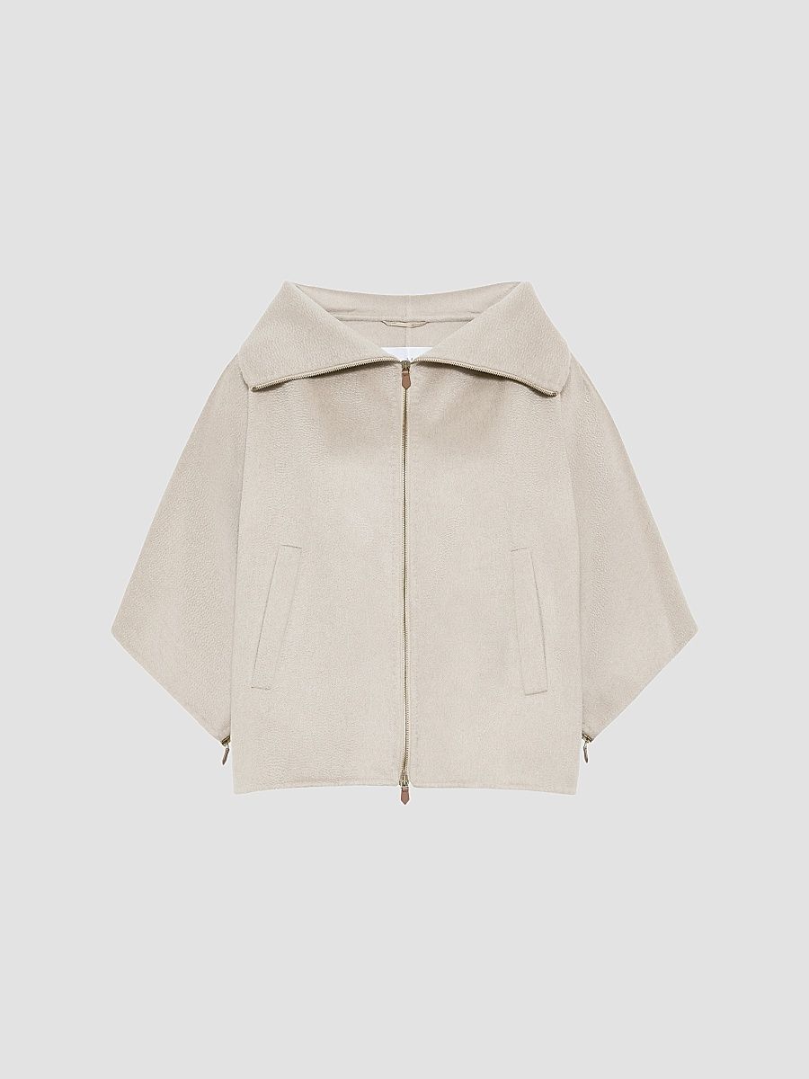 Women's Double Cashmere Cropped Coat - Sand - Size 8