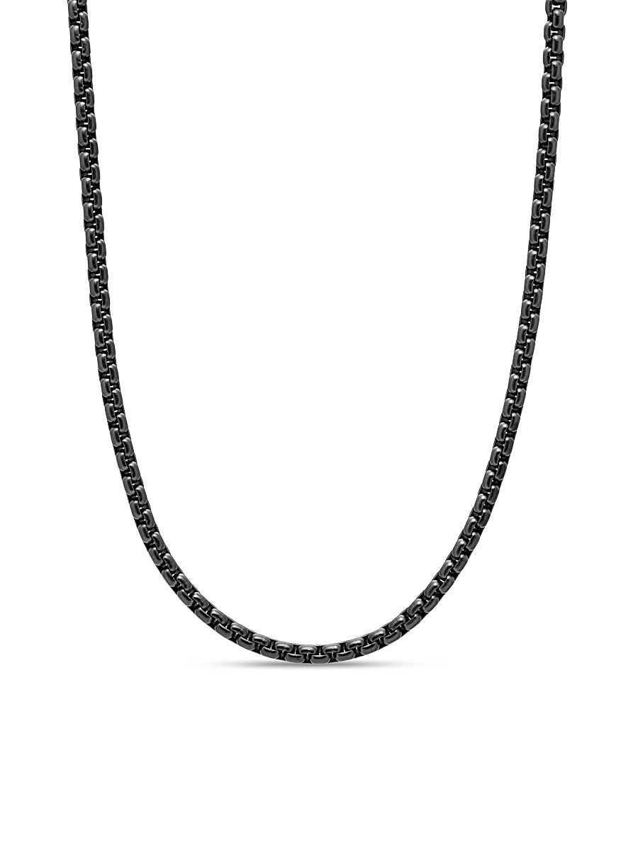 Men's PVD-Coated Stainless Steel Box Chain Necklace - Stainless Steel - Size 20