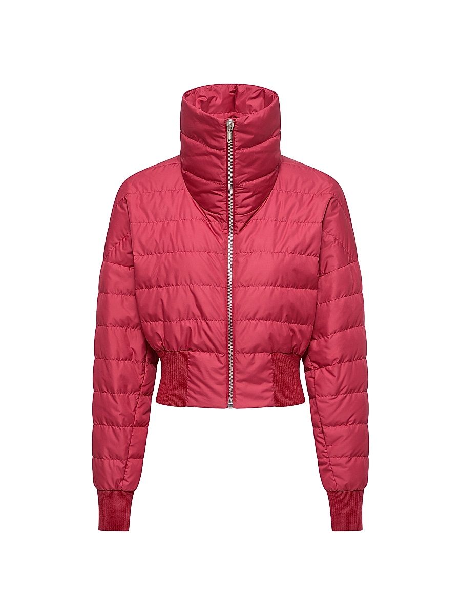 Women's Moncler + Rick Owens Cropped Puffer Jacket - Berry Red - Size Medium