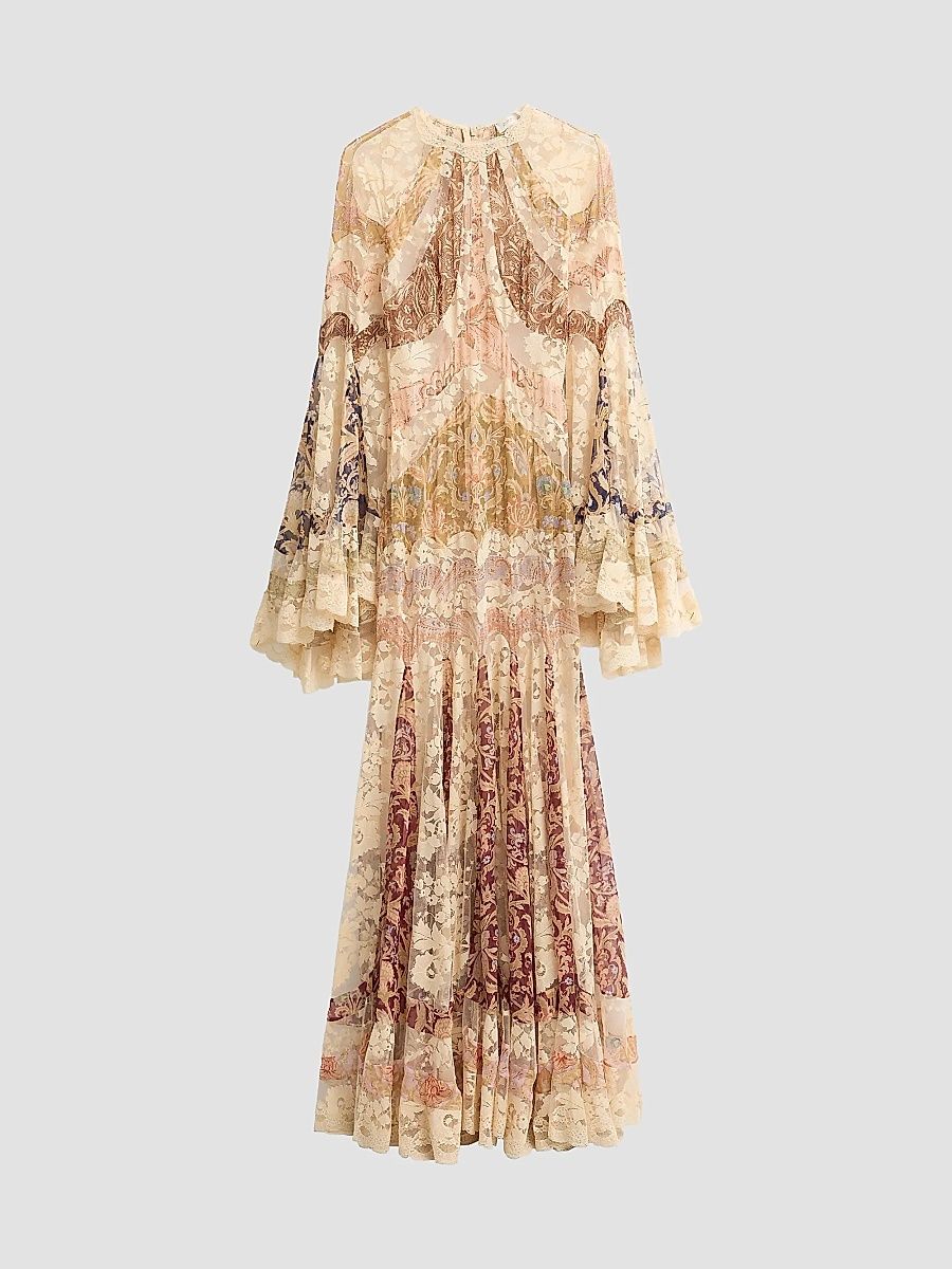 Women's Valiant Floral Silk Patchwork Gown - Spliced Floral - Size 6