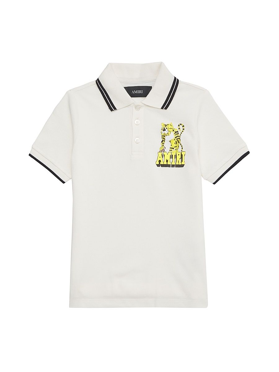 Little Kid's & Kid's Logo Tiger Polo Shirt - Ivory - Size 6