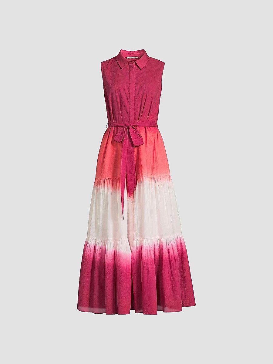 Kobi Halperin Women's Arabella Dip-Dye Cotton Midi-Dress - Fuchsia Multi - Size Large