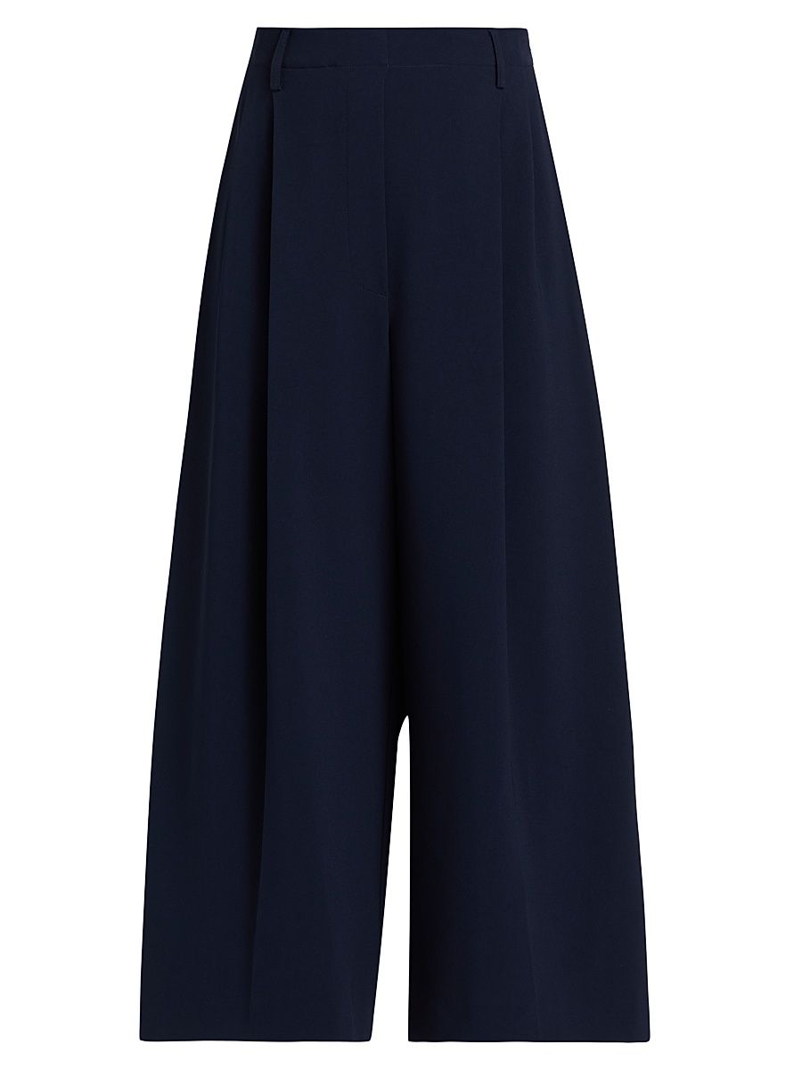 Women's Arielle Pleated Crop Trousers - Midnight - Size XS