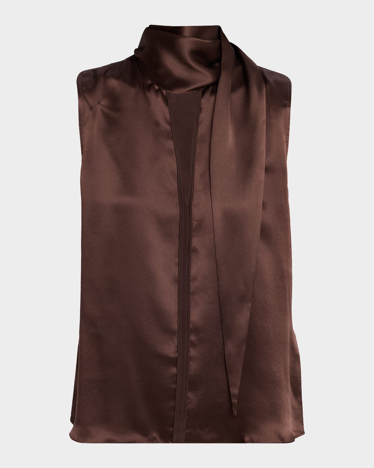 Sense of Shine Tie-Neck Silk Satin Blouse