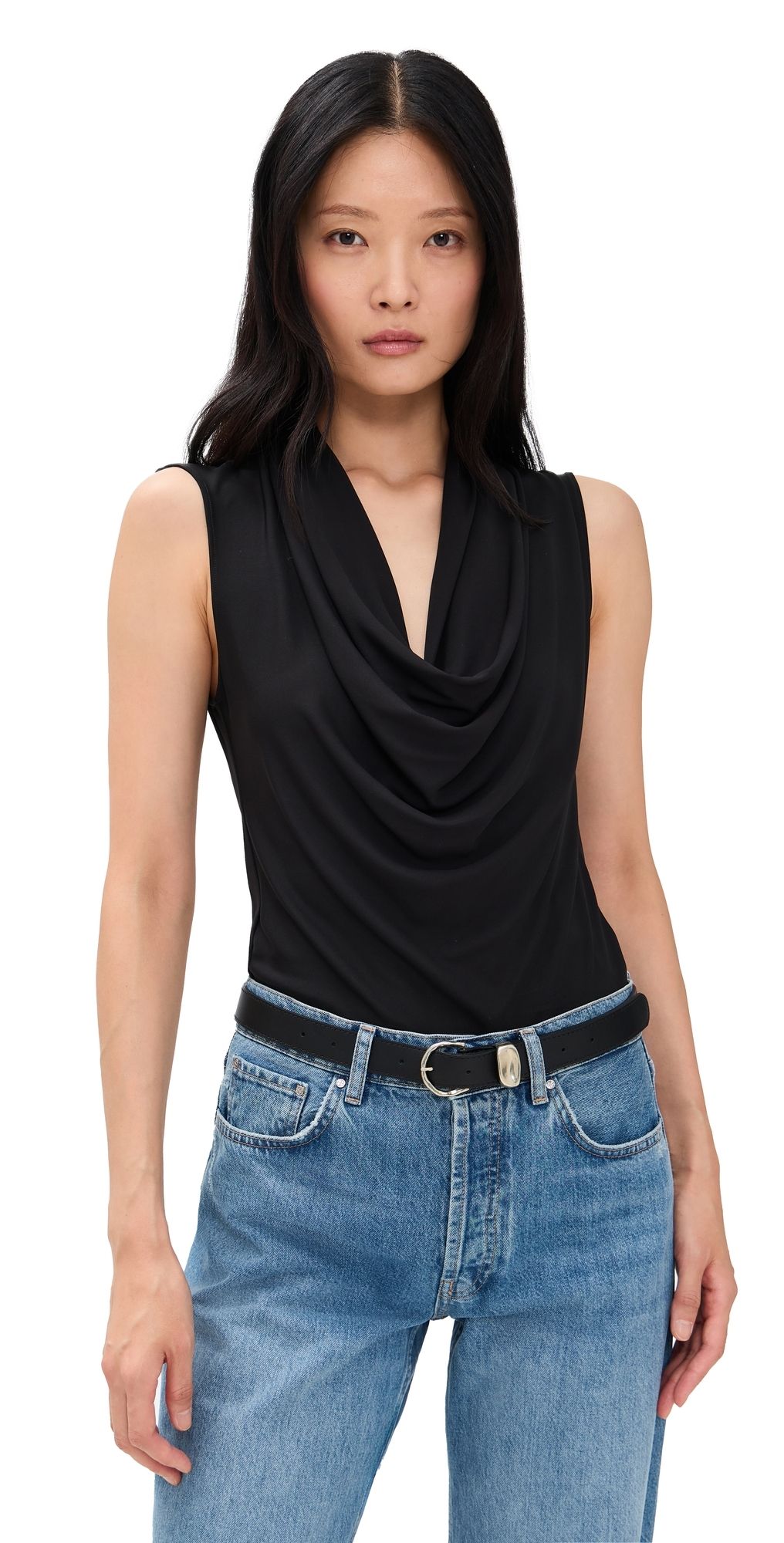 ANINE BING Jeanette Thong Bodysuit Black S