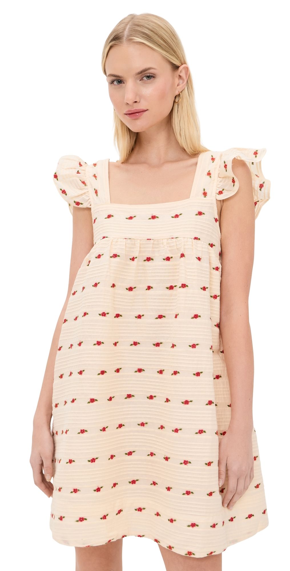 For Love & Lemons Aster Babydoll Mini Dress White L