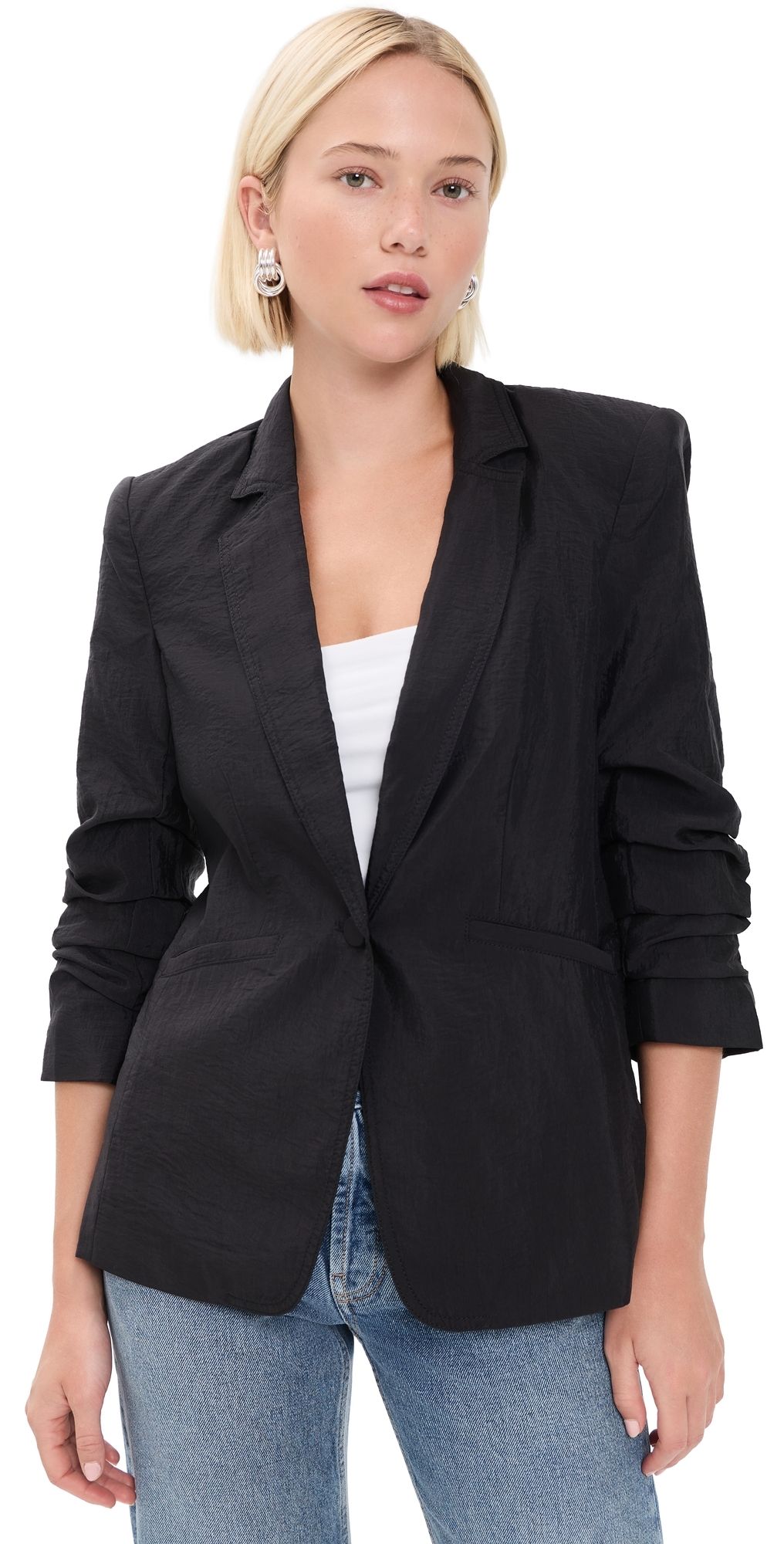 Cinq à Sept Tumbled Woven Khloe Blazer Black 6
