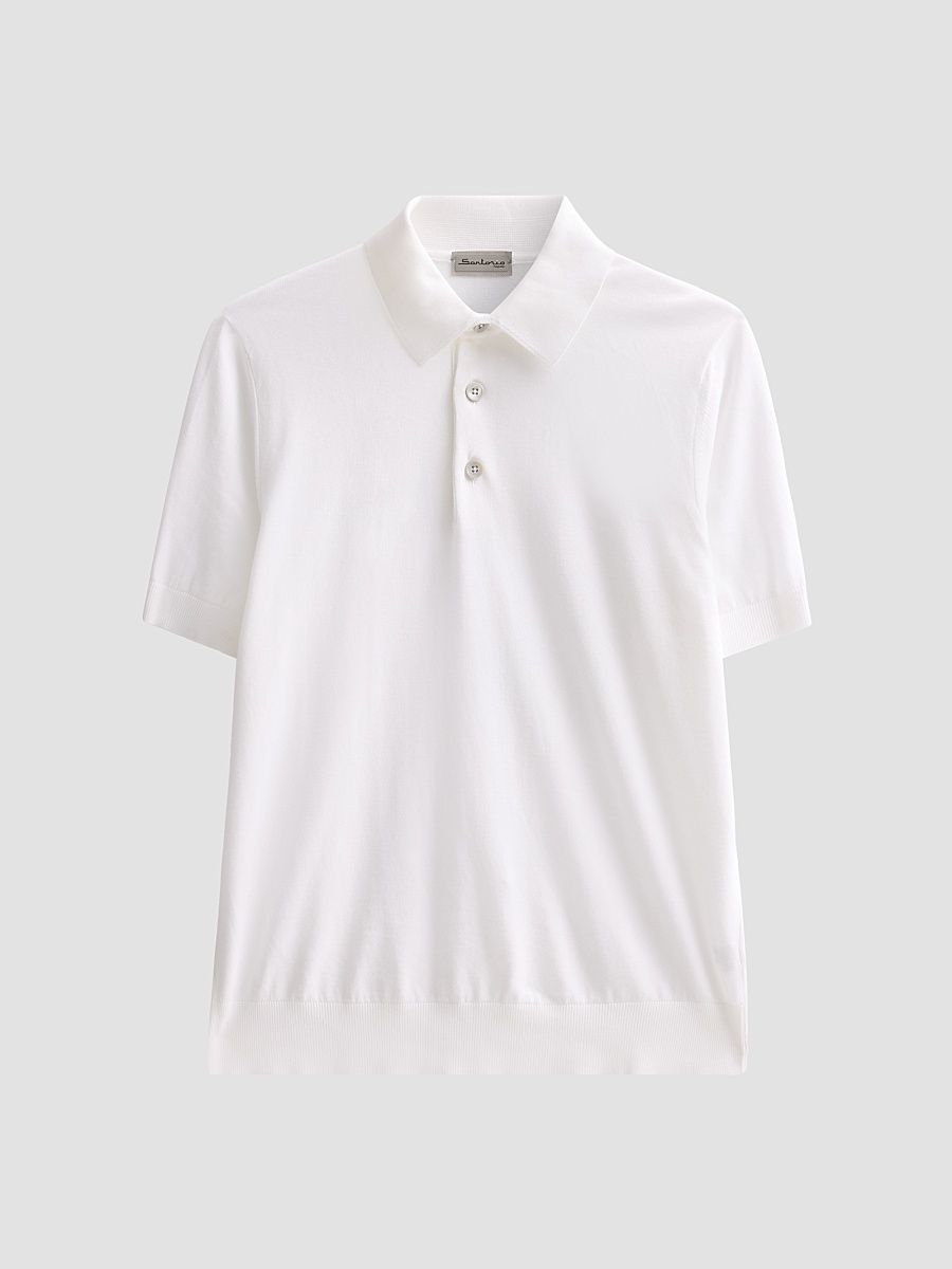 Sartorio Napoli Men's Knit Cotton Polo Shirt - White - Size Medium