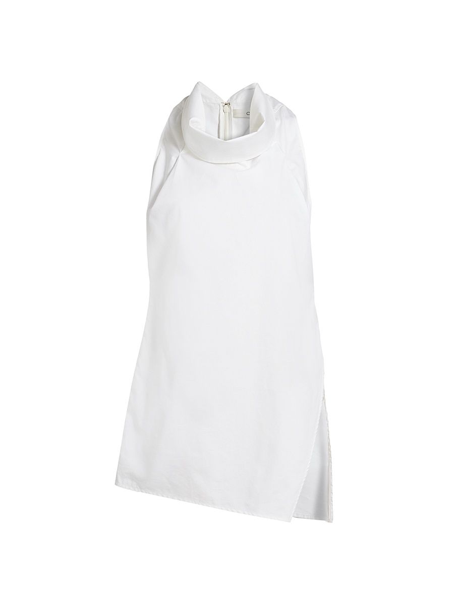 Women's Cowlneck Cotton Sleeveless Top - Optic White - Size Small