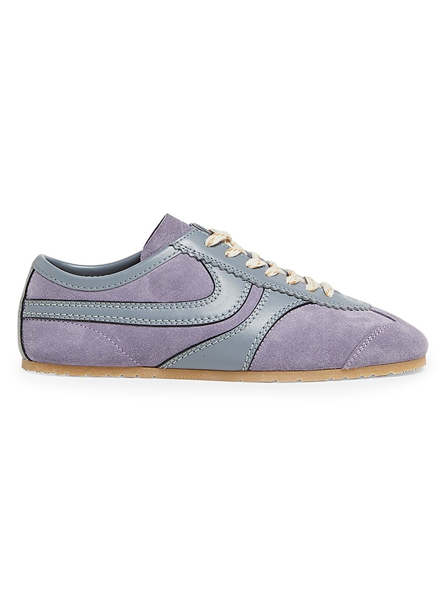 Women's Suede Leather-Trimmed Sneakers - Mauve - Size 9