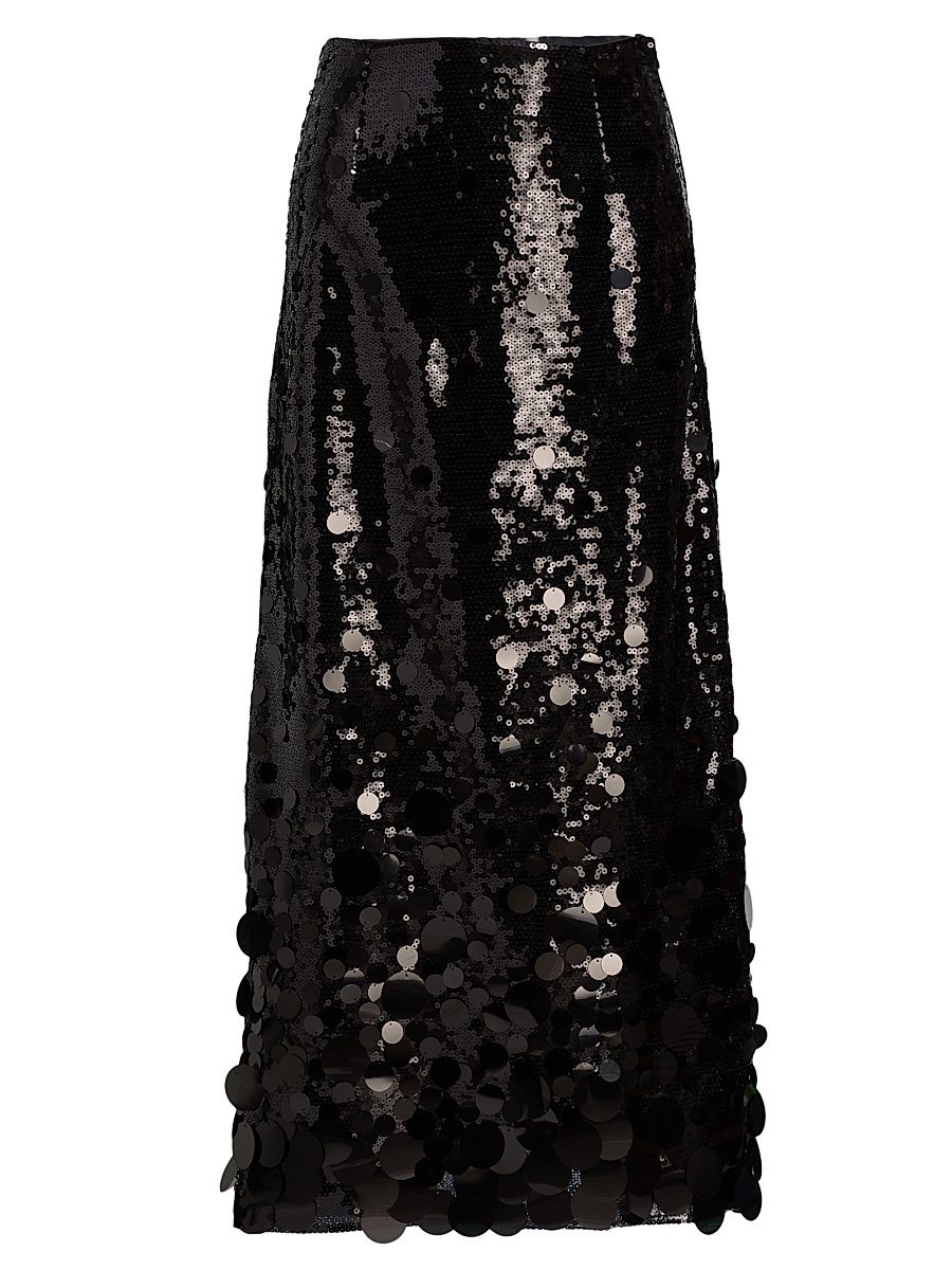 Women's Rumi Cascading Sequined Midi-Skirt - Black - Size 2