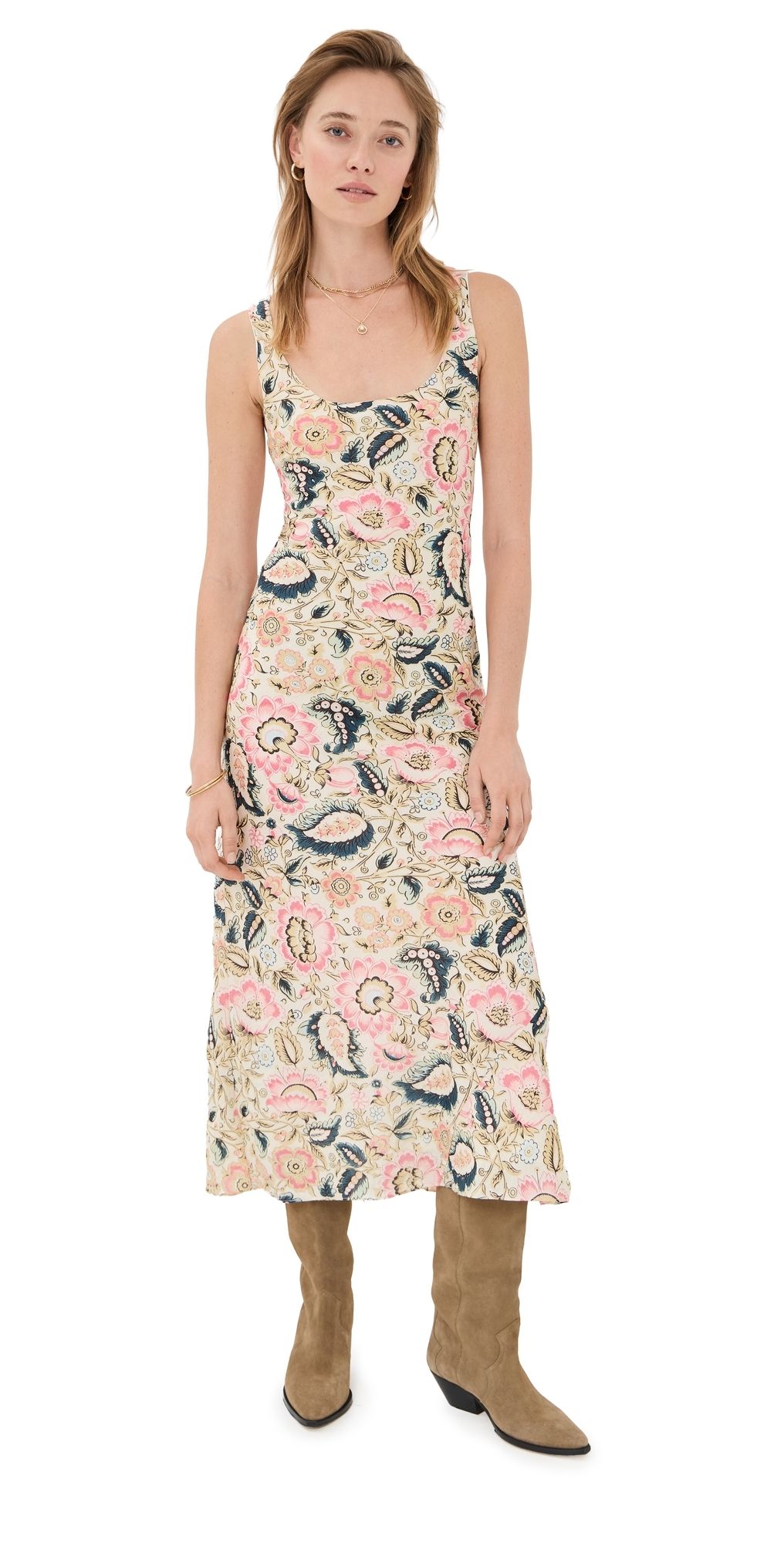 Alix of Bohemia Adele Melon Bloom Silk Dress Off-White XS