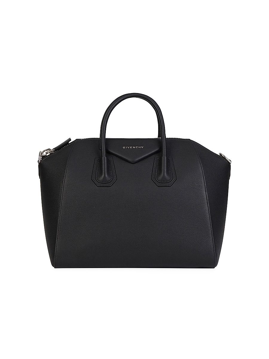Women's Medium Antigona Bag In Grained Leather - Black