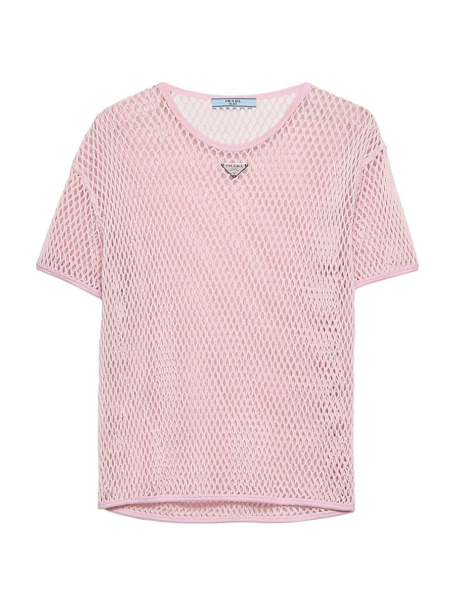 Women's Cotton Mesh Top - Pink - Size 2