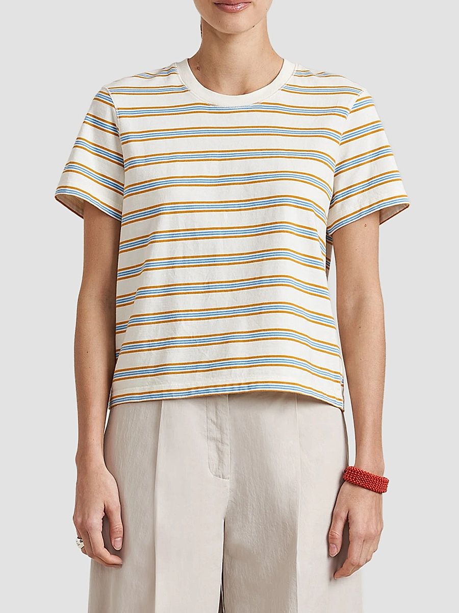 Women's Striped Mol T-Shirt - Cream Multi - Size XL