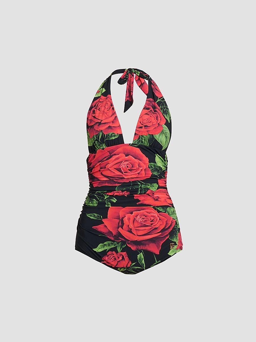 Women's St. Sicilia Retro One-Piece Swimsuit - Rose Nero - Size XL