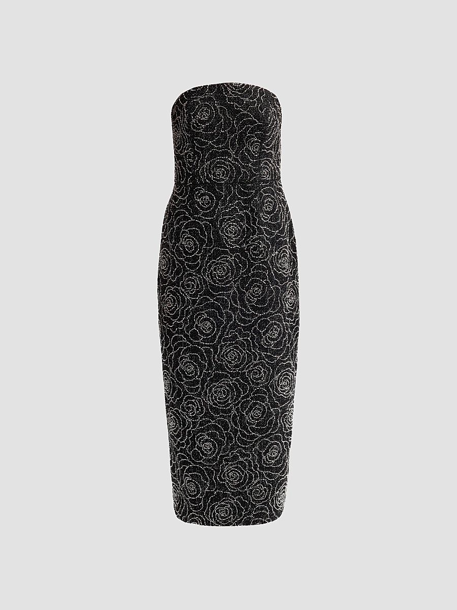 Women's Kait Beaded Midi Dress - Black Silver - Size 10