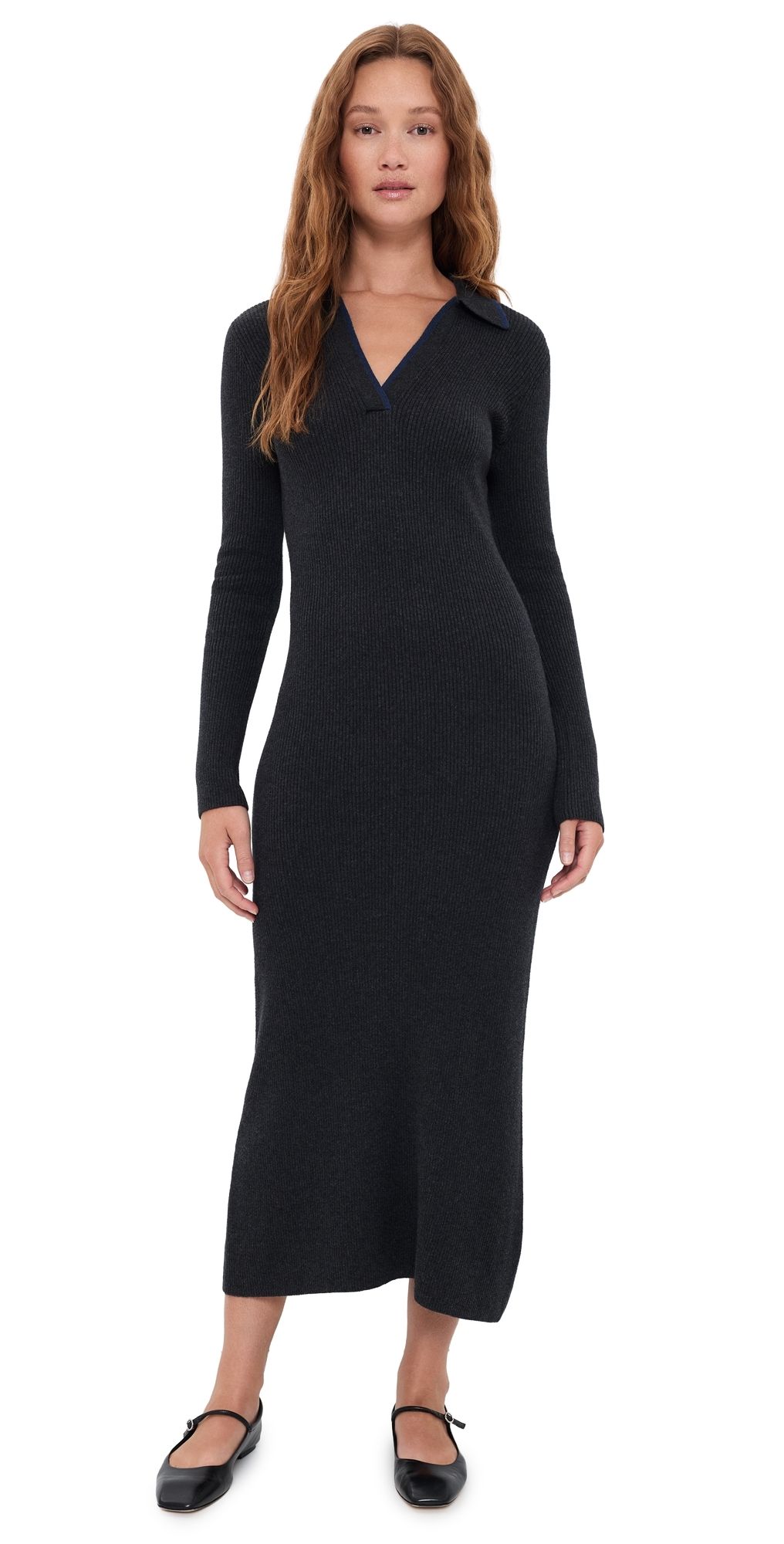 Faherty Throwback Sweater Dress Charcoal M