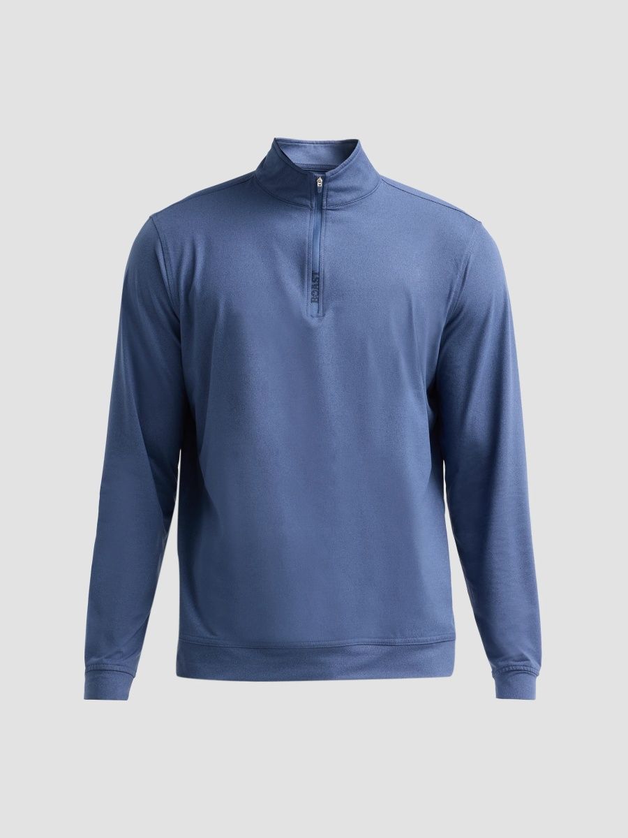 Men Greenwich Quarter-Zip Sweatshirt - Vintage Navy Heather - Size Medium