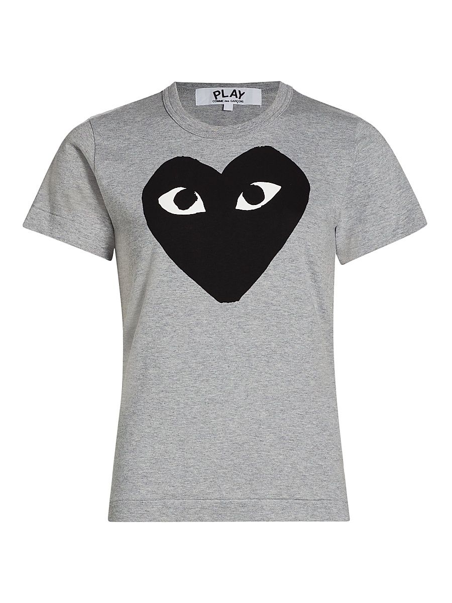 Women's Heart Logo Cotton T-Shirt - Grey - Size Medium