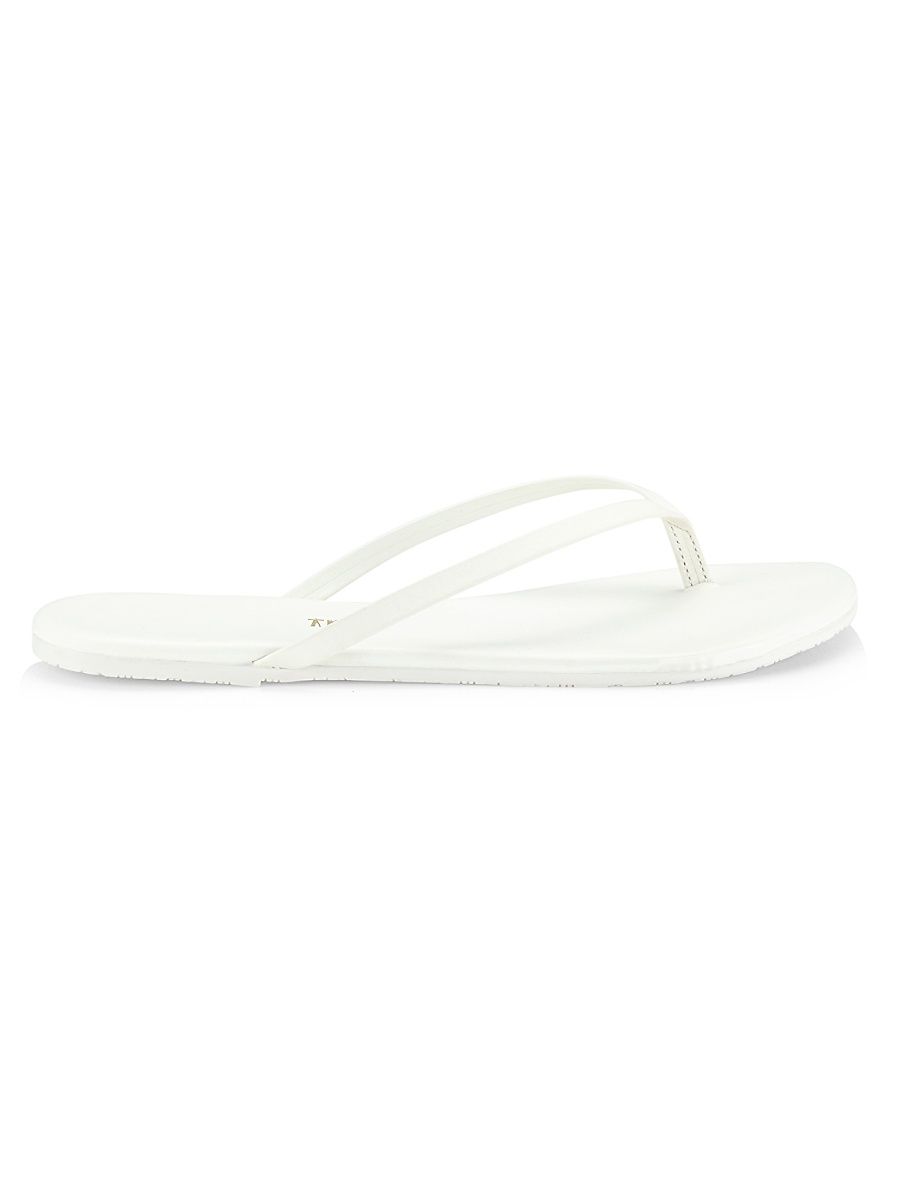 Women's Solids Leather Flip Flops - White - Size 11